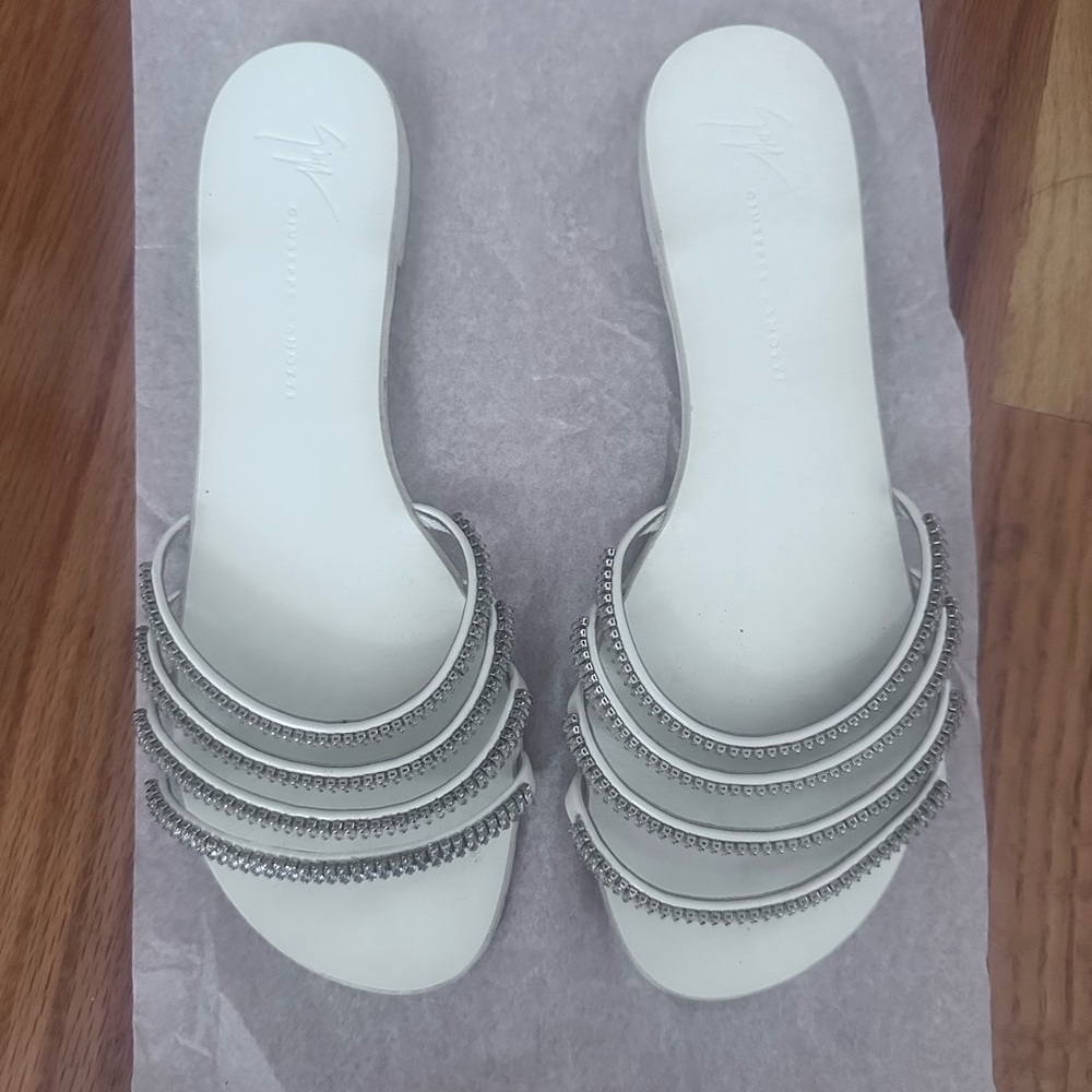 Giuseppe Zanotti Silver Slide Sandals
